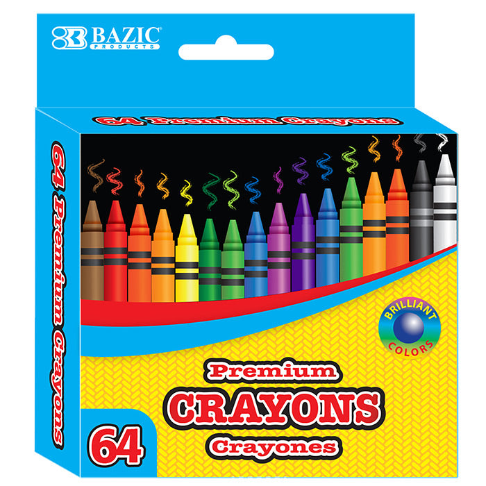 Bazic Color Premium Quality Crayons 64 Pack