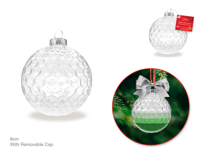 Seasonal Décor: 8cm DIY Ornate Ornament Glass w/Metal Hanger