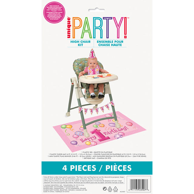 First Birthday Pink High Chair Kit