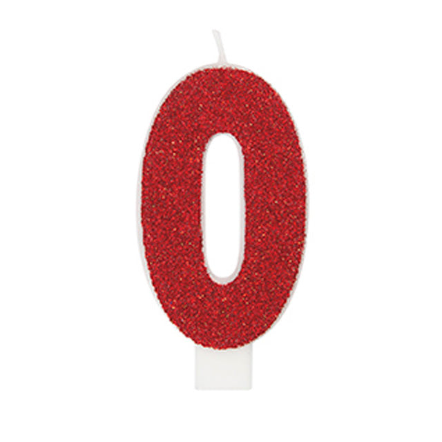 Glitter Number Birthday Candle 0