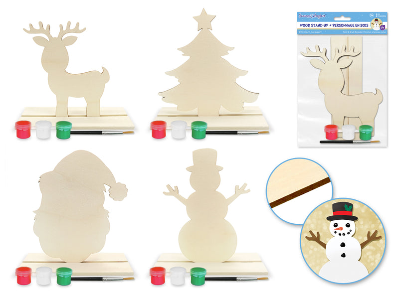 Seasonal Wonders: 7"x6" DIY Wood Stand-Up Kit w/3PntPot+Brsh Asst12eax4stl