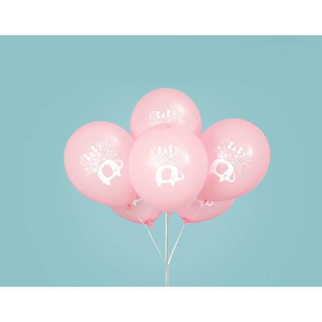 Pink Floral Elephant Printed Latex Balloons