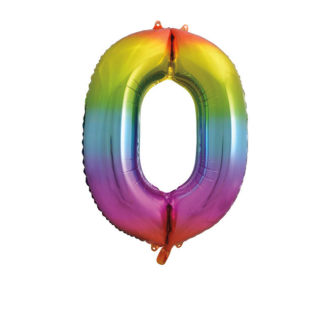 Rainbow Foil Balloon Number 0