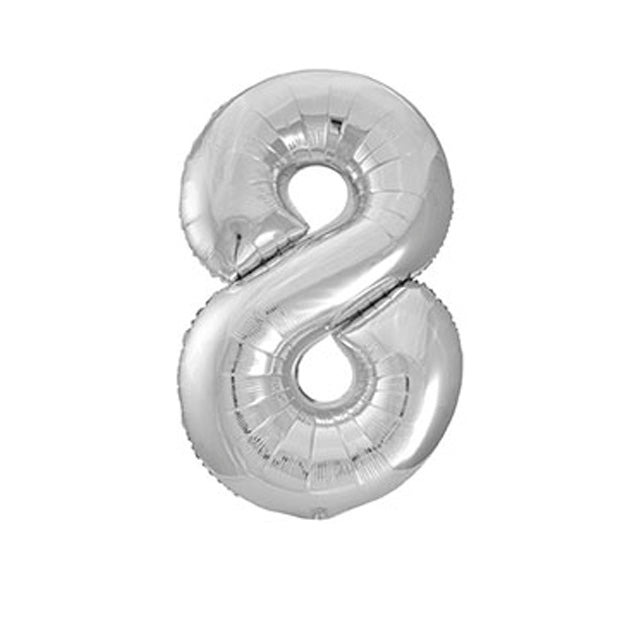 Silver Number 8 Shaped Foil Balloon