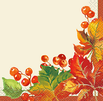 Berries And Leaves Fall Beverage Napkins