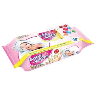 80 CT BABY WIPES WITH CAP PINK - 24