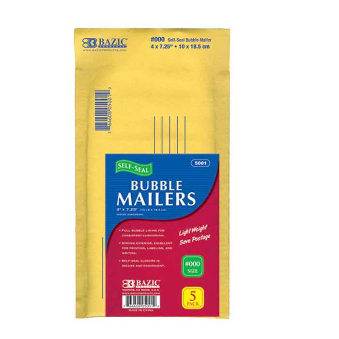 Bazic Self Seal Bubble Mailers 5 Pack