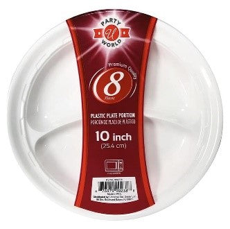 10" WHITE MICROWAVE PORTION PLATE 8CT-36