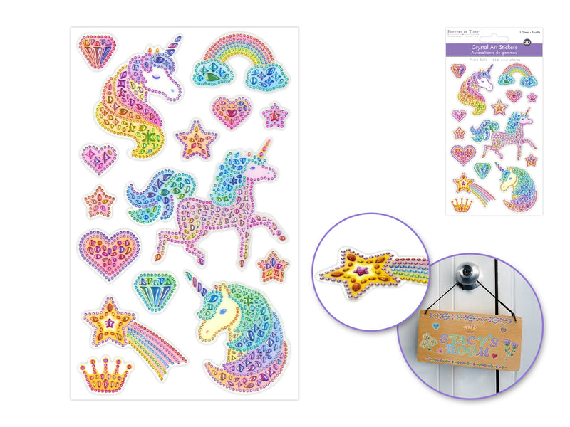 Paper Craft Sticker: 3.9"x6.3" Crystal Drops Clear C) Unicorn