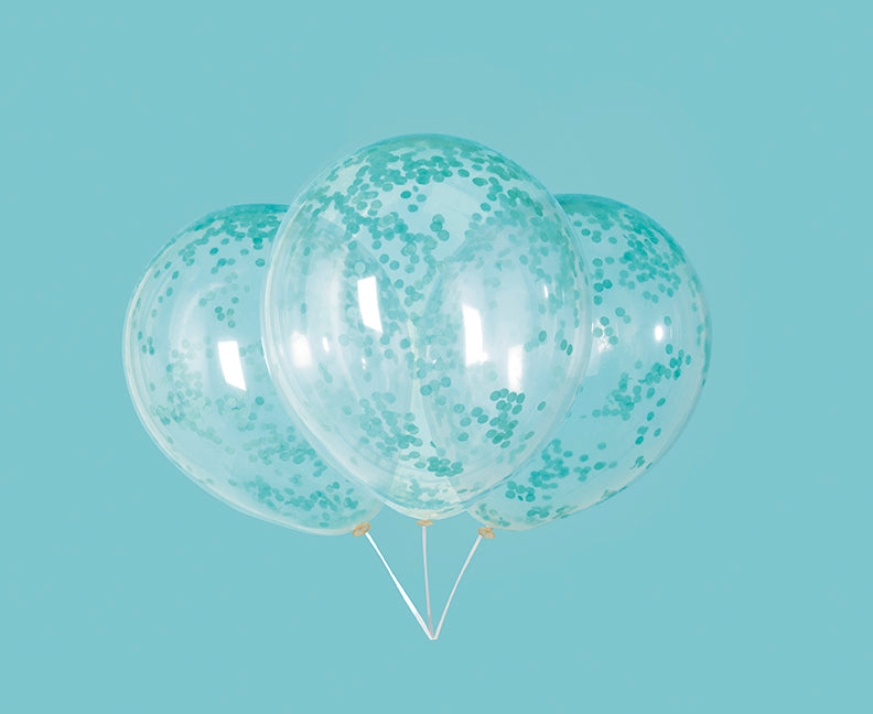 White And Caribbean Teal Balloon Confetti