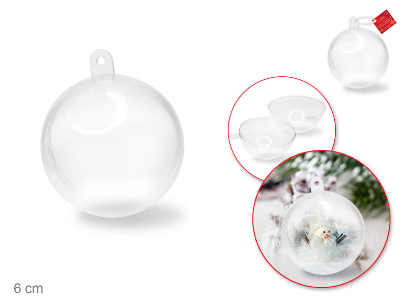 Seasonal Décor: 6cm DIY Clear Ornament Ball 'Snap-Tite' Plastic