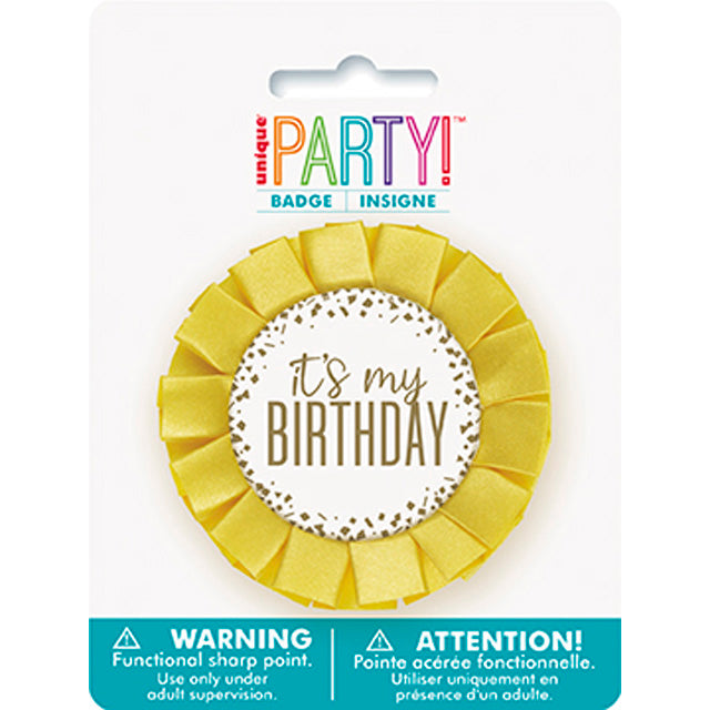 Foil Confetti Gold Its My Birthday Badge
