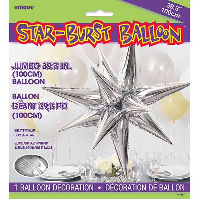 Silver 3D Star Foil Jumbo Balloon 1