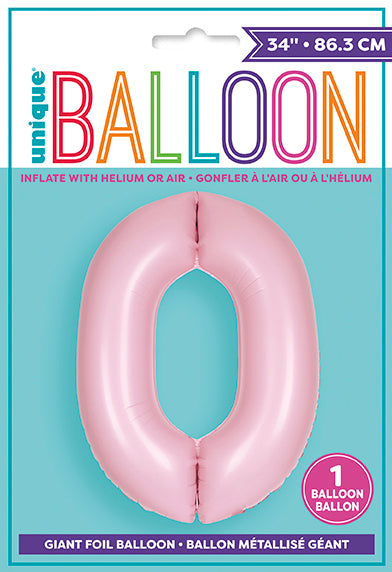 Matte Lovely Pink Number 0 Foil Balloon