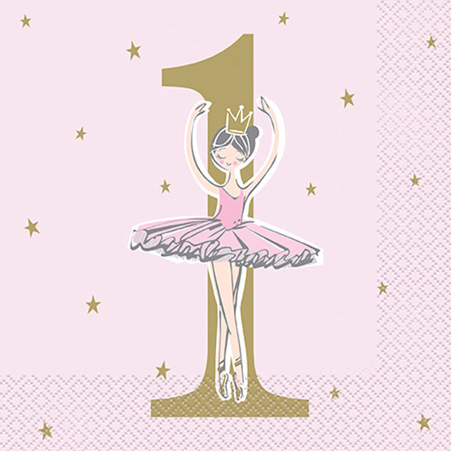 Ballerina Pink And Gold Birthday Luncheon Napkins
