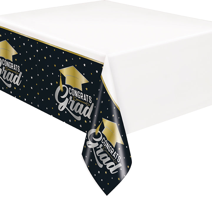 Stars And Caps Graduation Plastic Table Cover