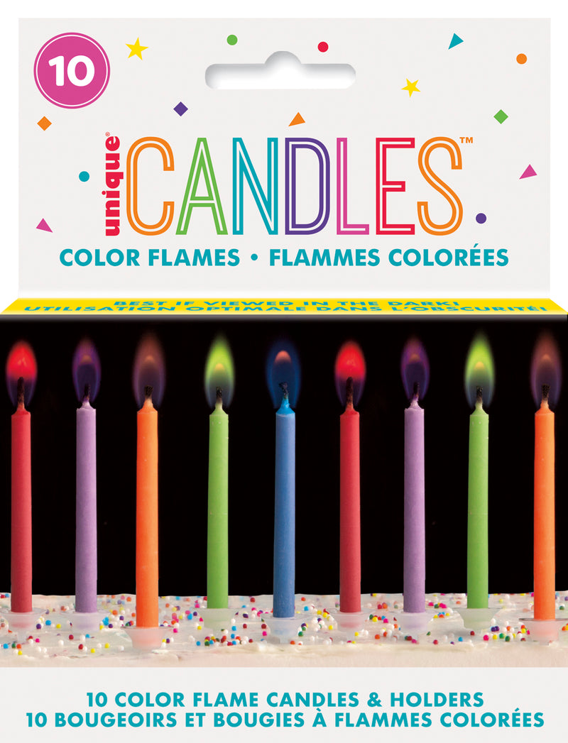 Color Flame Birthday Candles And Holders