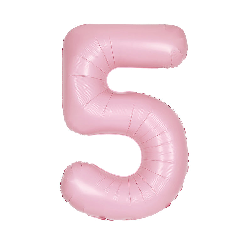 Matte Lovely Pink Number 5 Foil Balloon