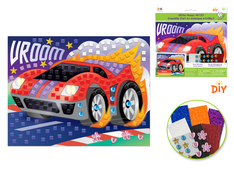 Krafty Kids Kit DIY Racecar Glitter Mosaic Art Kit With Gems