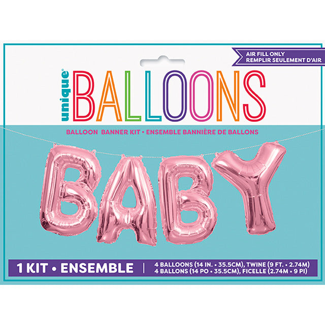 Pink Baby Balloon Banner Kit