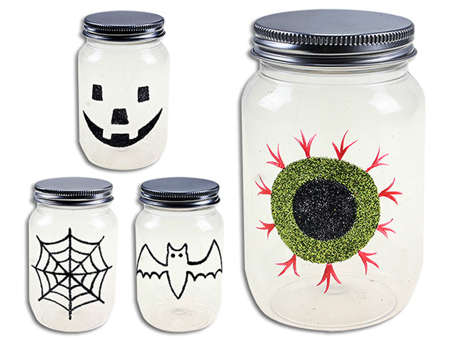 Halloween Printed Plastic Round Mason Jar