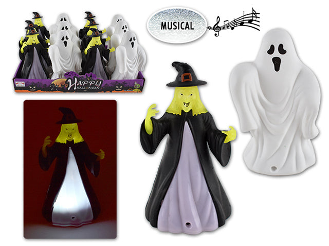 Halloween Battery Operated Light Up Musical Ghost Or Witch